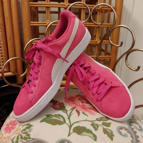 pink and gold puma shoes